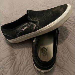 Vans off the wall black suede with gold dust shoes Women’s size 10